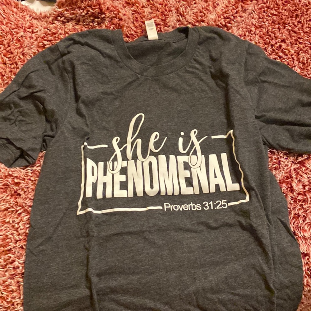 phenomenal grey tee with white lettering